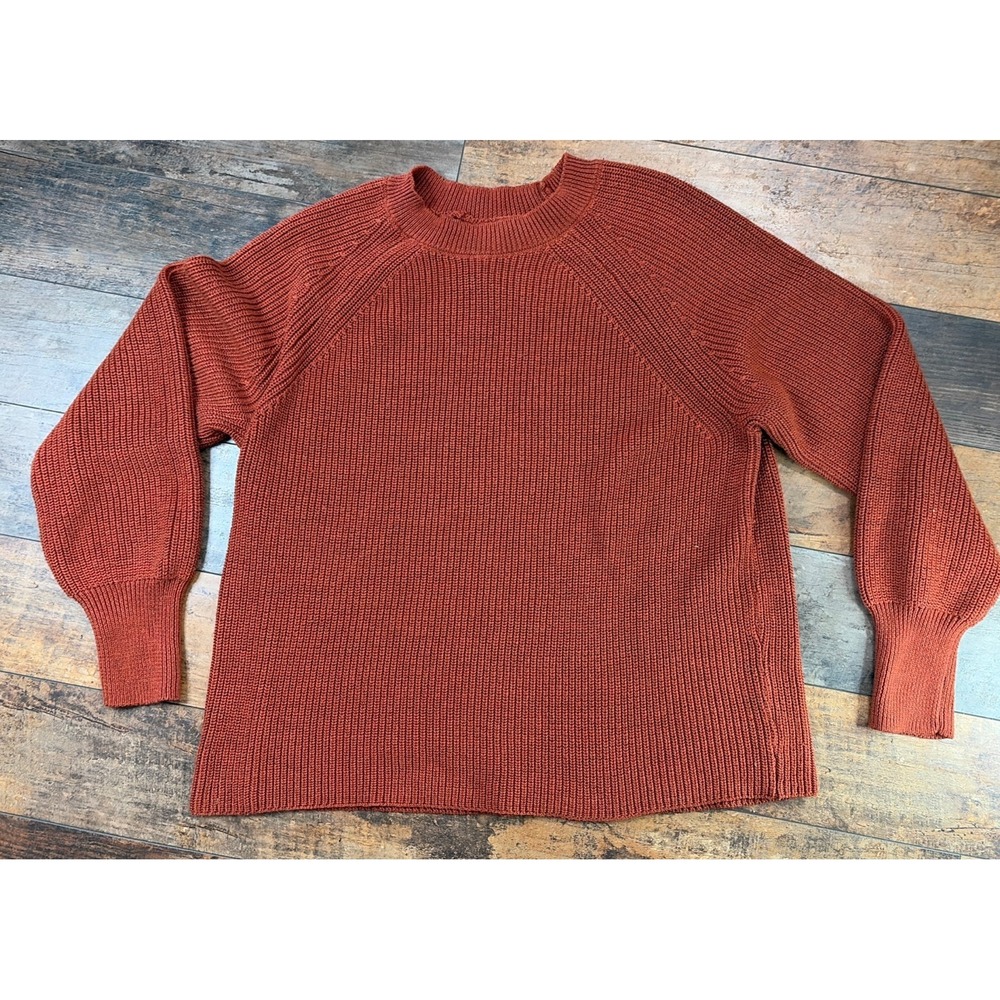 Jessica Simpson Women's Chunky Knit Sweater Rust Orange Long Sleeve Pullover XL